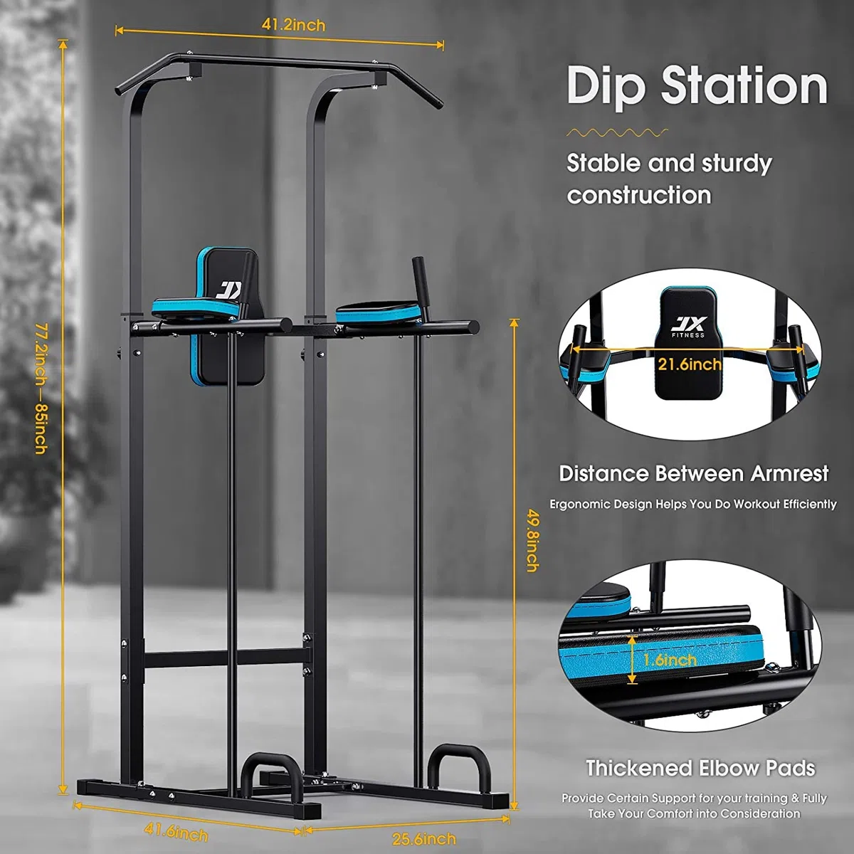 JX FITNESS Power Tower Multifunzionali Dip Station Workout Attrezzature Sbarra trazioni Addominali per la Palestra di casa Allenamento della Forza Attrezzatura per Il Fitness