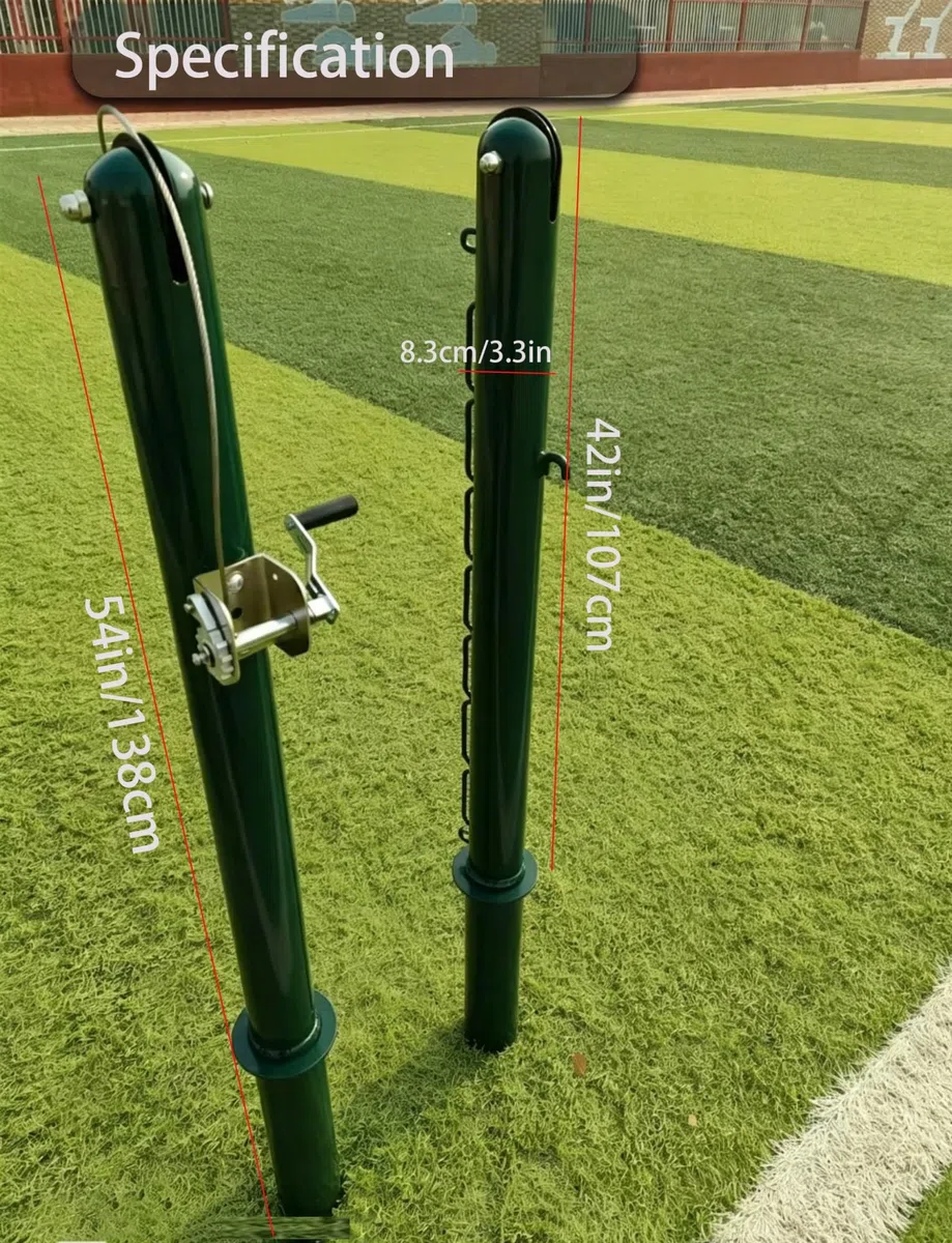 Rete da tennis permanente da 106,7 cm, pali da tennis in acciaio con maniche a terra, kit per pali fissi per cortile e campi scolastici