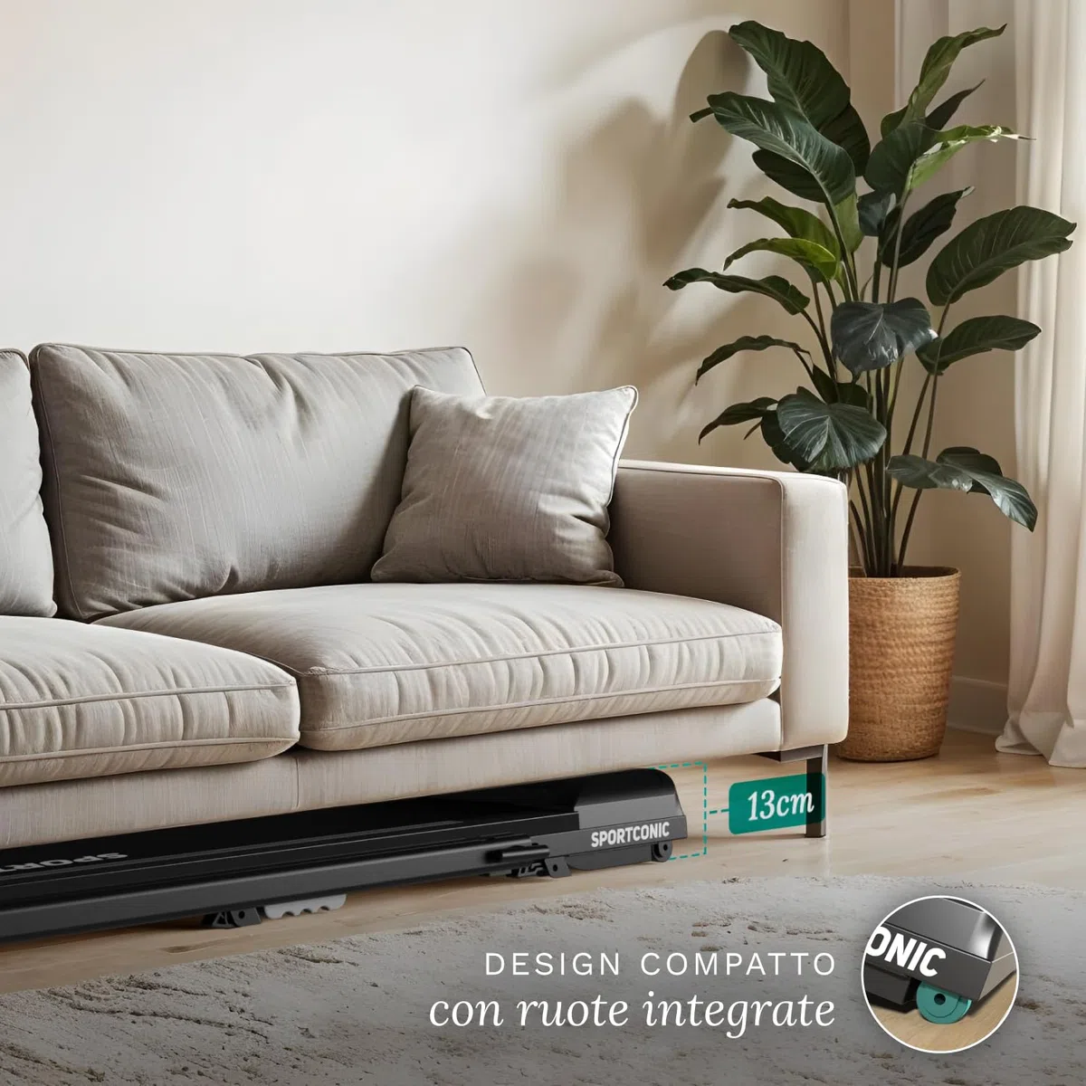 Sportconic Tapis Roulant Elettrico Pieghevole con Inclinazione, Walking Pad Silenzioso Salvaspazio, Tapirulan da Casa per Allenamento Ufficio