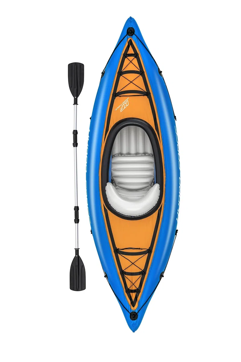Hydro-Force Cove Champion, set kayak gonfiabile per 1 persona con pompa a mano, pagaie, borsa per il trasporto, blu