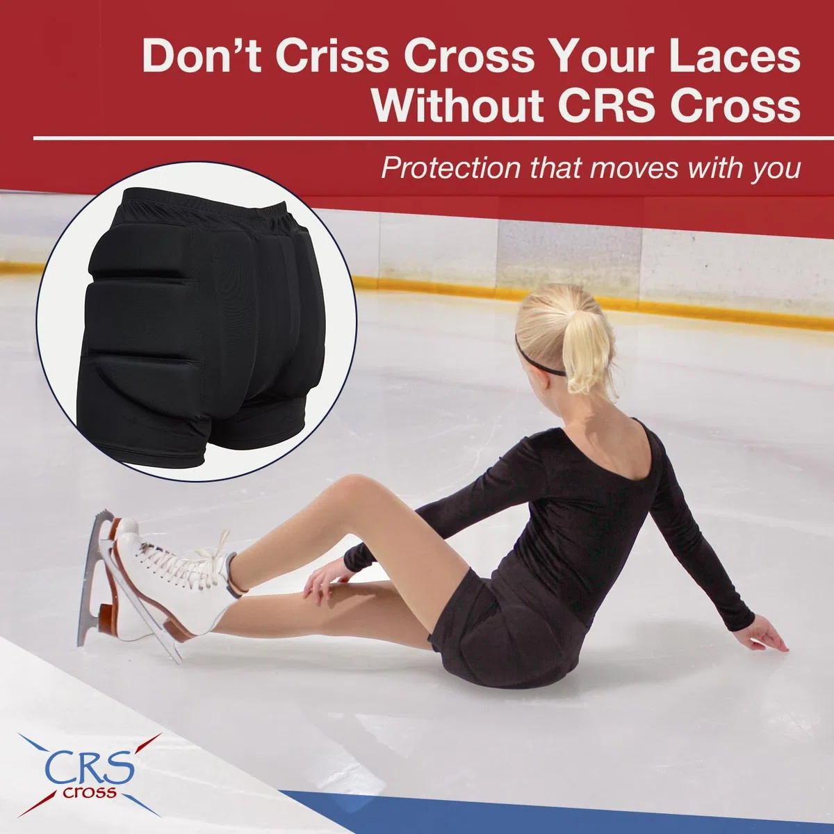 CRS Cross Pantaloncini imbottiti per pattinaggio artistico, a rotelle, in linea, su ghiaccio, snowboard e sci, protezione dagli impatti di caduta per glutei, fianchi e coccige