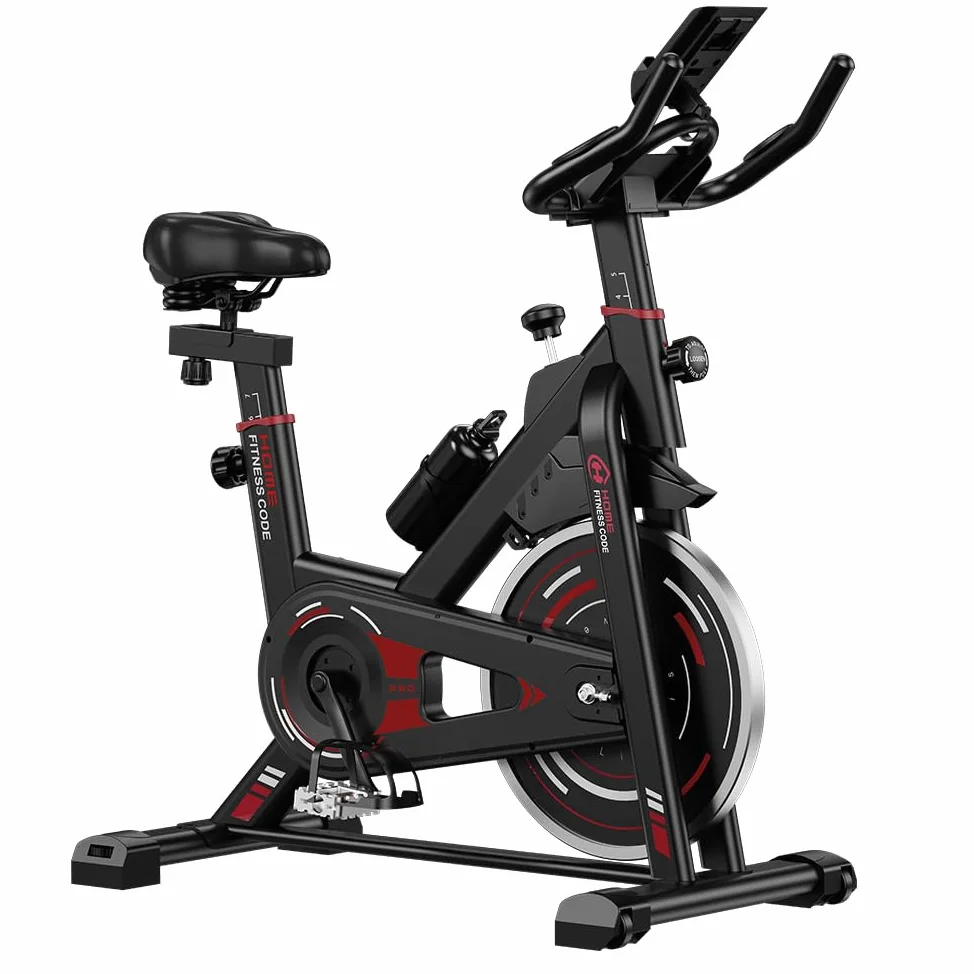 Cyclette stazionaria, Spin Bike Home Gym Equipment, sella e manubrio regolabili, monitor LCD e supporto per tablet, resistenza 0-100%, allenamento cardio, fitness indoor