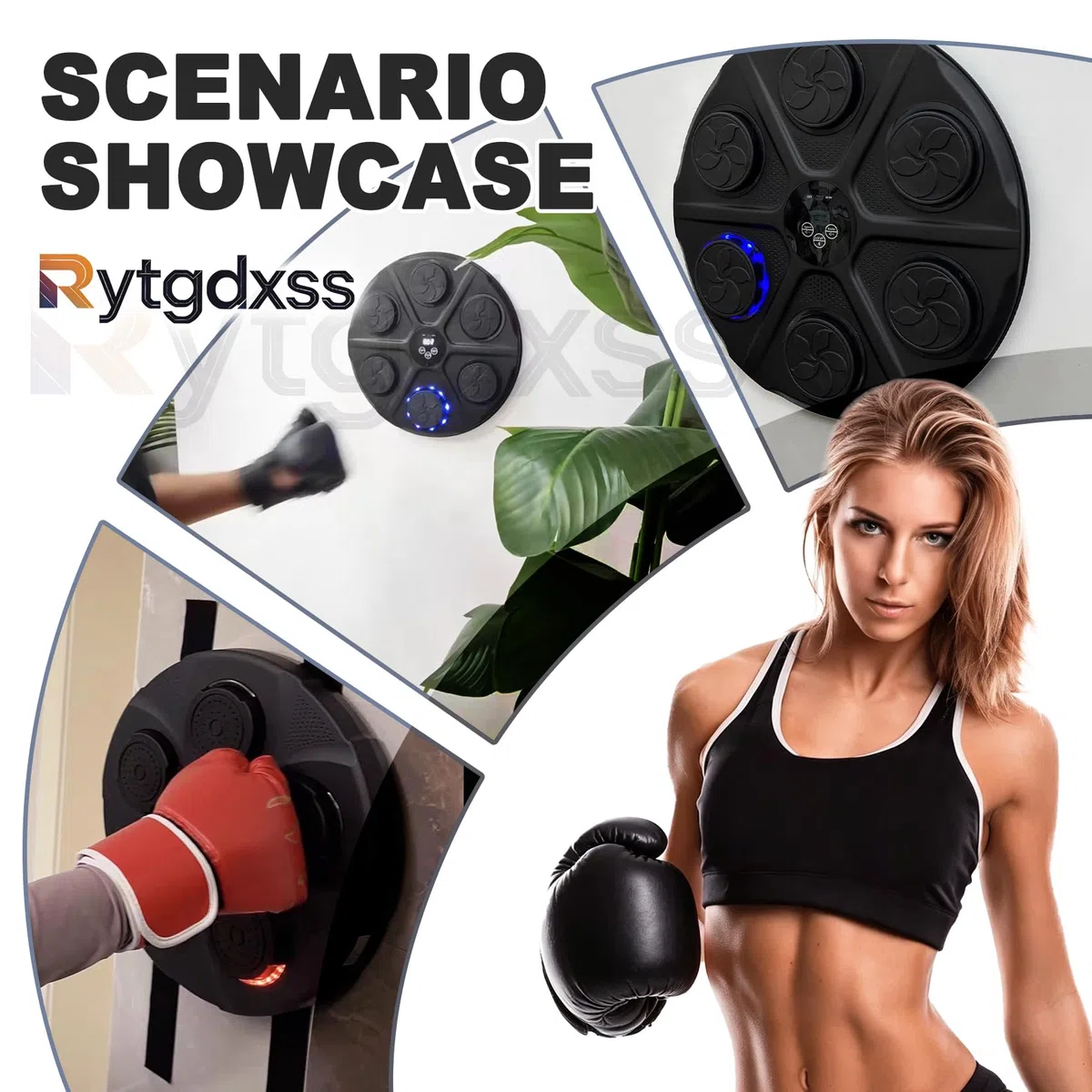 Music Boxing Machine,Macchina da Boxe Musicale,LED,Bluetooth,9 modalità di velocità,Conteggio,Guantoni da Boxe,Attrezzatura per Allenamento a Casa,Design Regolabile