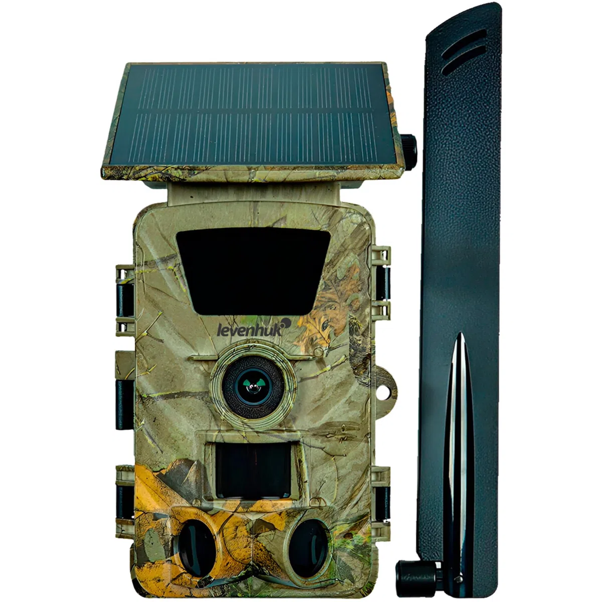 Levenhuk Trap LTE30 Fototrappola Mimetica WiFi 4G 60MP 5K Visione Notturna Infrarossi, Sensore Movimento PIR, App, Pannello Solare, Impermeabile IP66, Telecamera per Fauna Selvatica, Caccia, Giardino