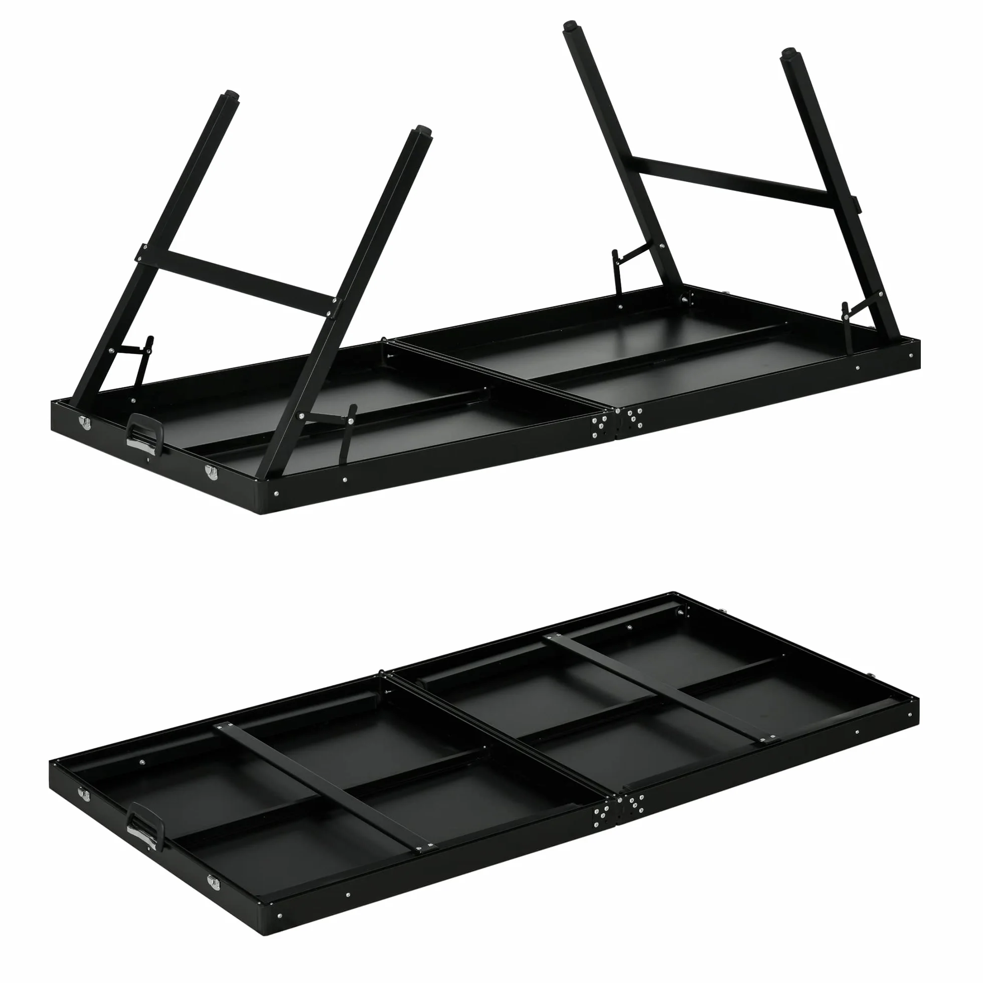 SPORTNOW Tavolo Ping Pong Pieghevole con Rete da Gioco e Maniglia da Trasporto, Tavolo da Ping Pong in Alluminio e MDF, 152x76x72 cm, Nero