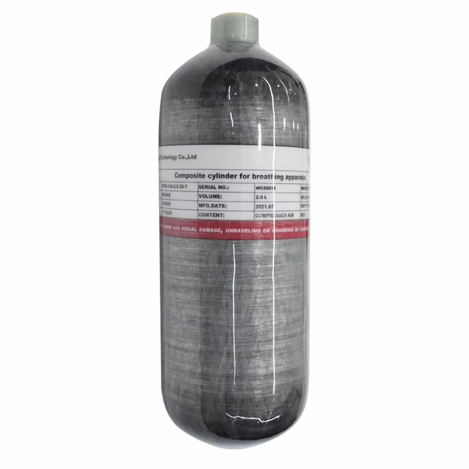 TUXING 30Mpa 300Bar 4500psi Serbatoio d'aria in fibra di carbonio 2L per PCP Paintball Scuba (bottiglia vuota)