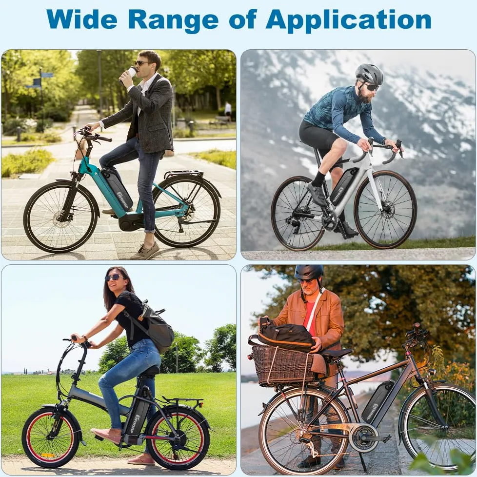 Batteria per Bicicletta Elettrica, Batteria Ebike 36V 48V / 22.5Ah-10Ah per 250W Motore Bici, con Base 4Pin/5Pin, Caricabatterie e Blocco Sicurezza (36V 10AH per 50-250W,con Borsa Batterie)