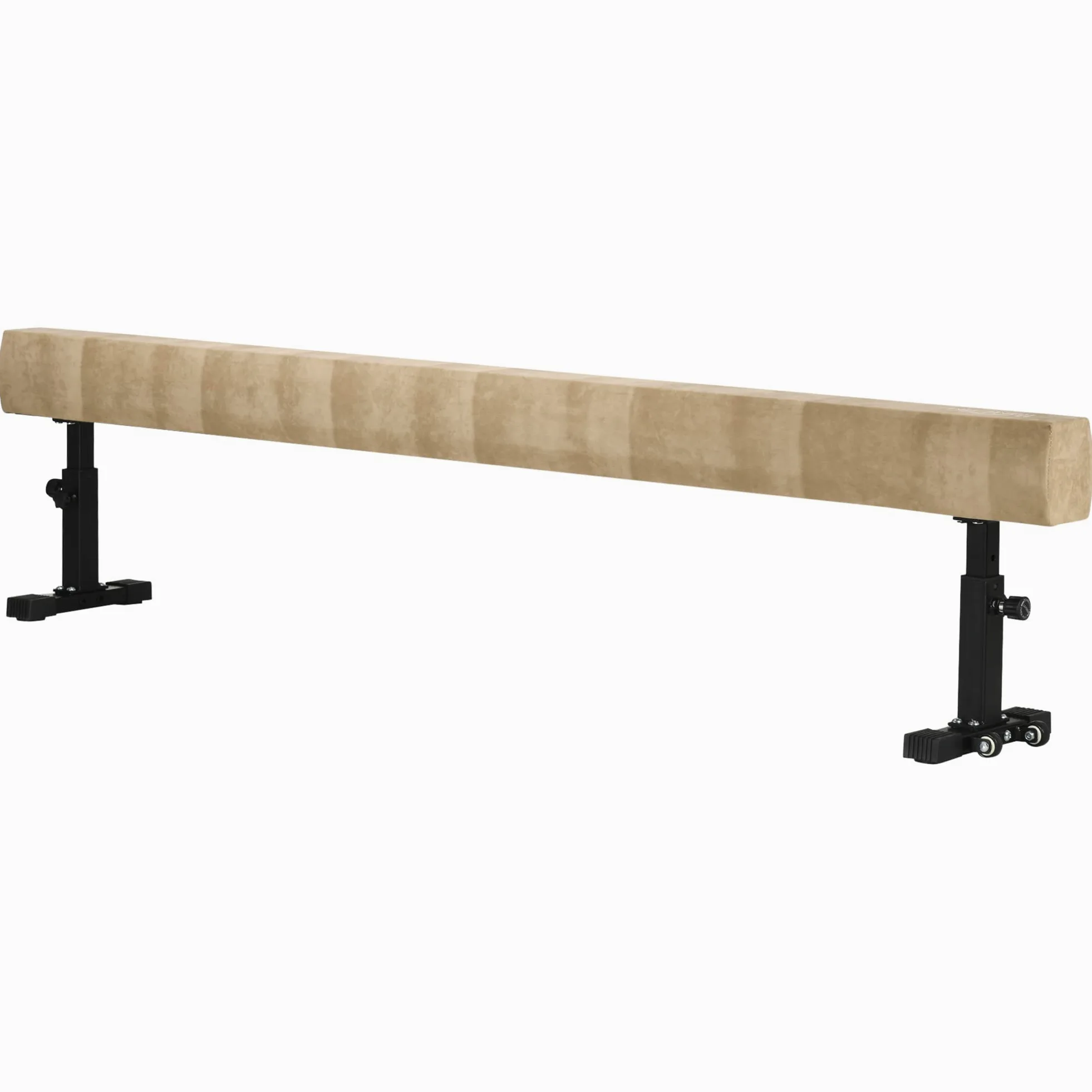 HOMCOM Trave Ginnastica Artistica da Casa con Altezza Regolabile, Ruote e Piedini Antiscivolo, per Bambini da 3-12 Anni, 226x31x59cm, Marrone