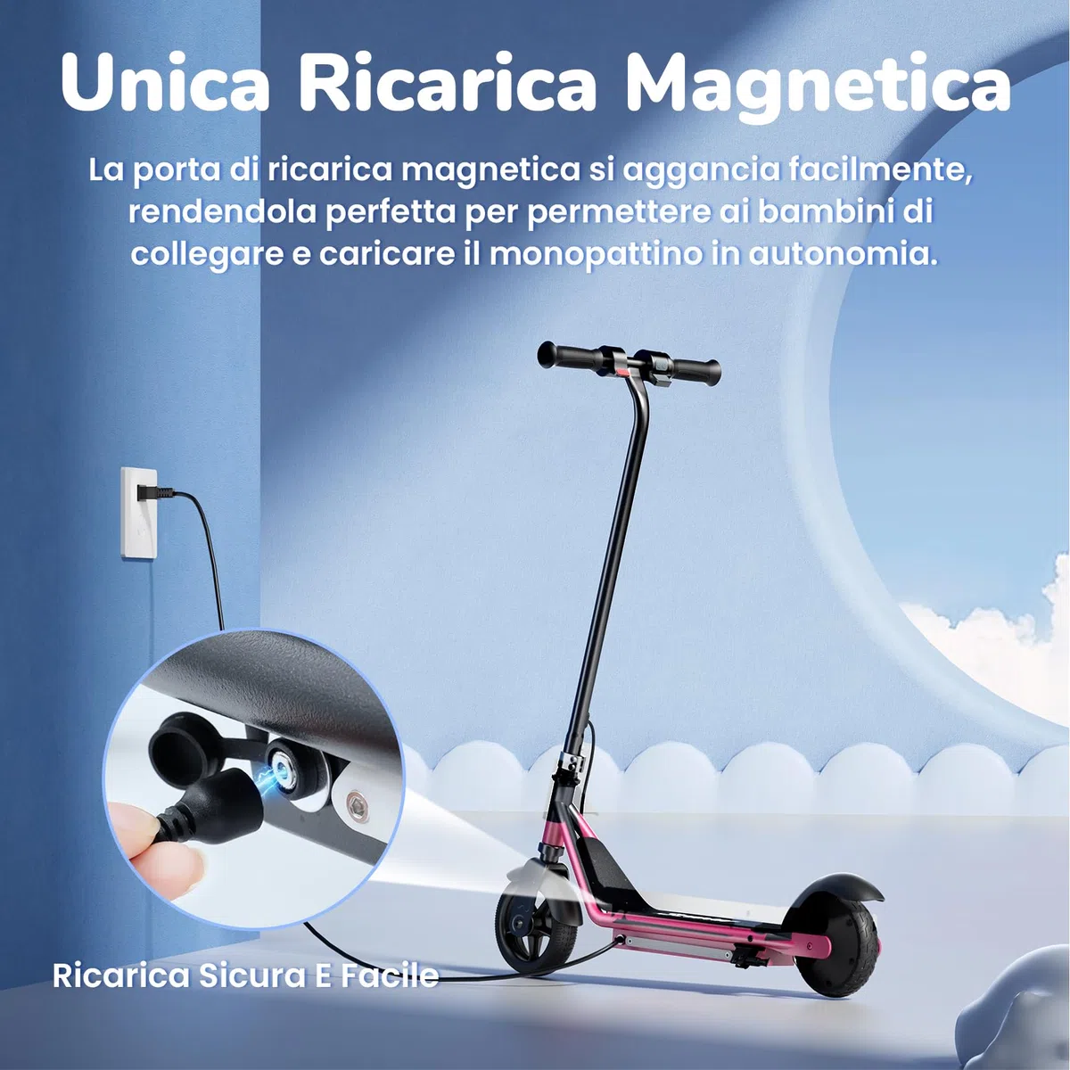 iScooter IK3/IK3MAX Monopattino Elettrico Bambini 6–15 Anni,9-13km Autonomia Ruote da 6", Freno Elettronico a Pollice, Freno a Pedale, Luci LED Colorate, Display LED, Velocità 5/10/16 km/h, Nero/Rosa