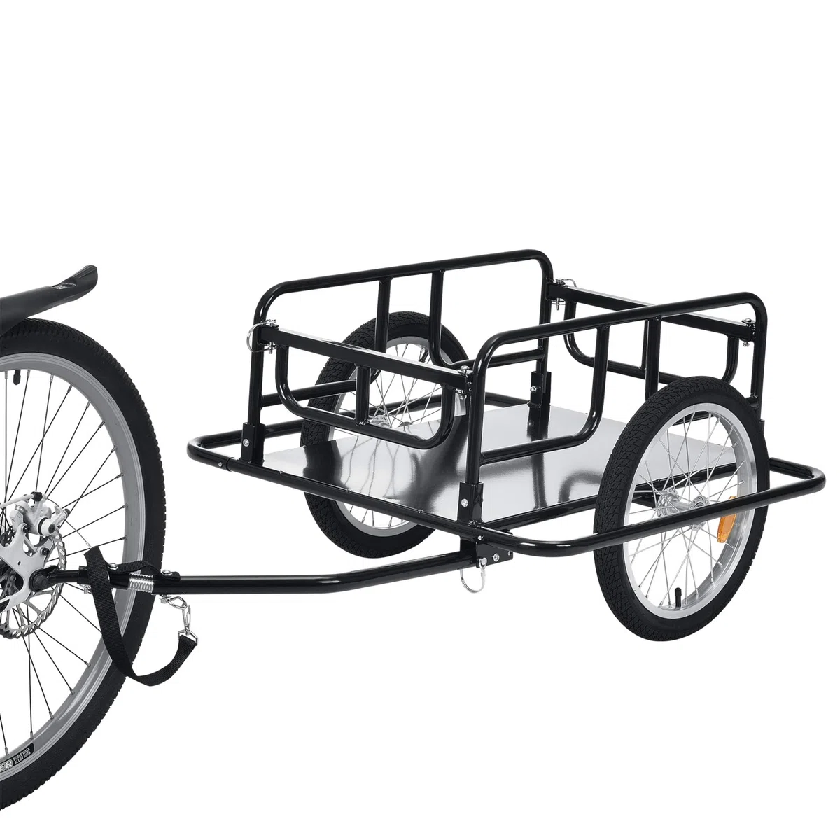 pro.tec Rimorchio Cargo per Bicicletta 130 x 72 x 49 cm Carrello Trasporto per Bici con Telaio in Acciaio Carico Max. 40 kg - Nero