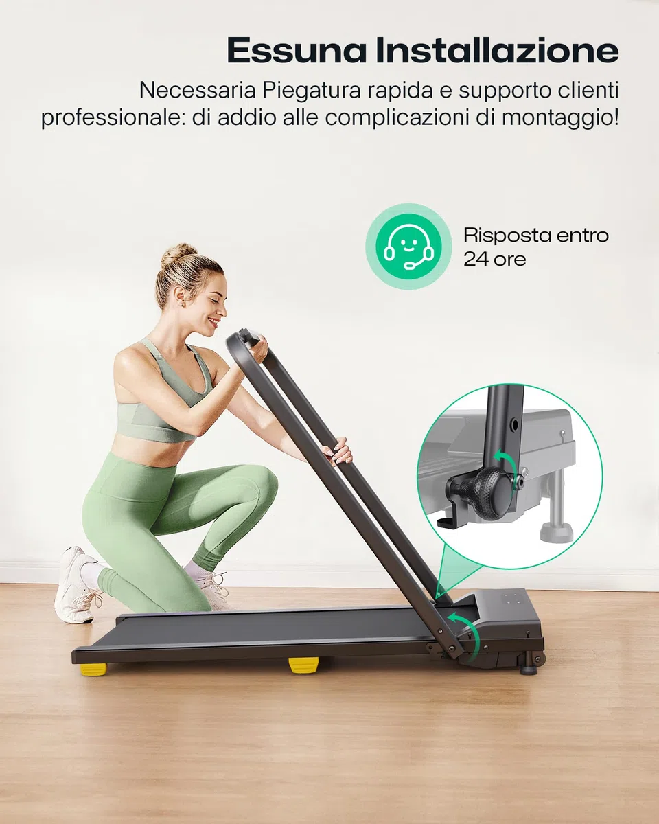 UREVO Tapis Roulant Elettrico con Inclinazione 9%, 1-10 km/h Tapirulan Pieghevole da Casa, Motore 2.5 HP, Modalità HIIT One-Touch, Tapis Roulant Salvaspazio per Casa e Ufficio