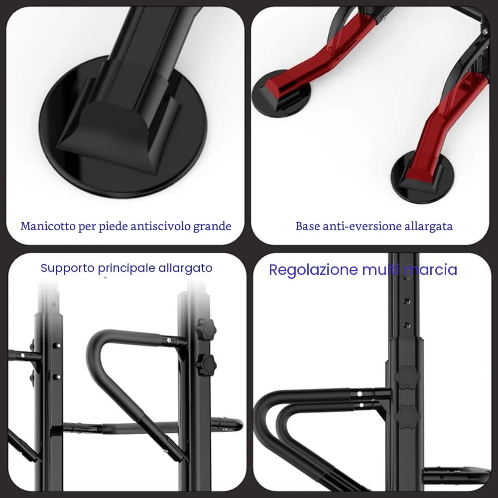 sogesfurniture Power Tower con dip station, stazione multifunzione per l'allenamento con sbarra per trazioni e maniglie per flessioni, altezza regolabile da 190-230cm, BH-PSBB002-N