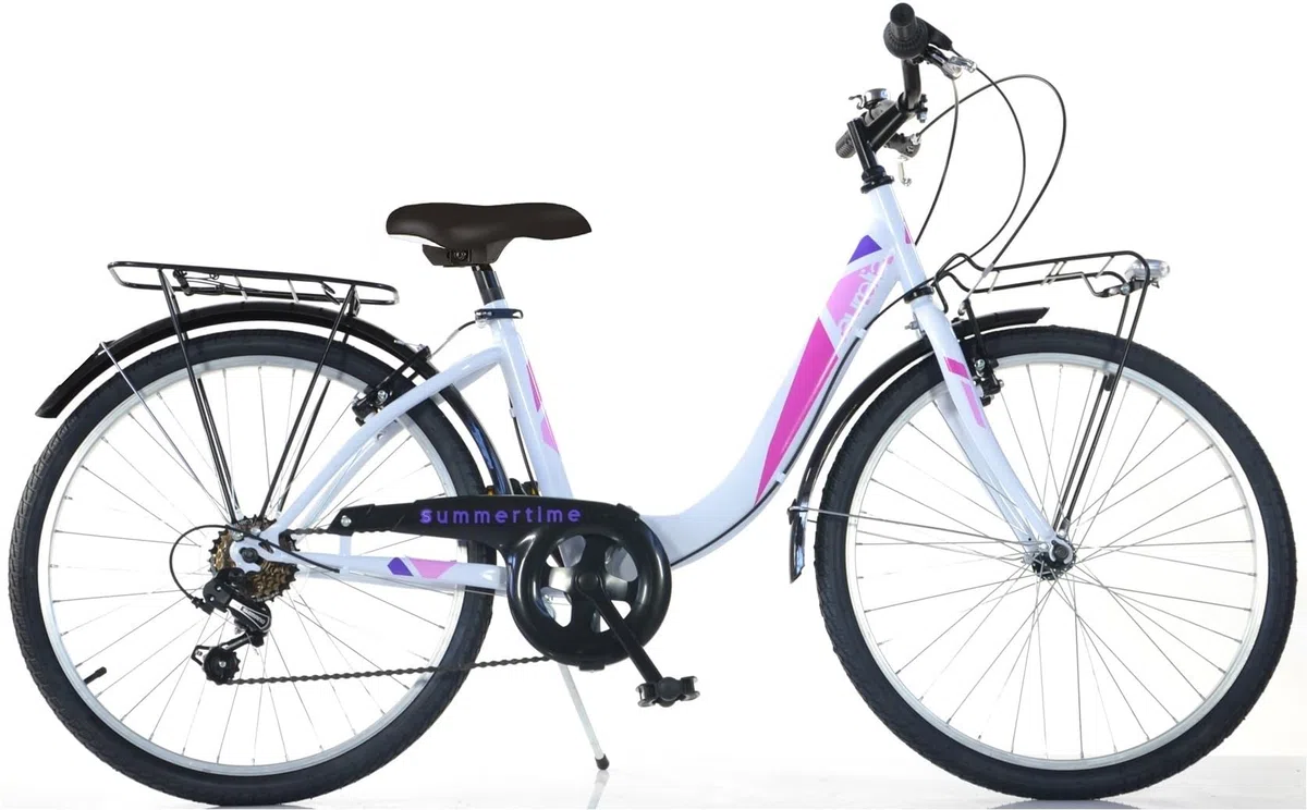 BICI MISURA 26 DONNA AURELIA DINO BIKES DA PASSEGGIO FEMMINILE TELAIO VENERE BICICLETTA CITY CAMBIO 6V MADE IN ITALY ART. 604R (BIANCO ROSA)