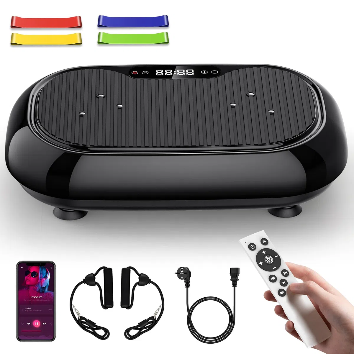 Vibration Plate, Pedana con Telecomando e Display LED per Allenamento a Casa e Ufficio, Pedana Vibrante per Circolazione Gambe e Rilassamento Muscolare