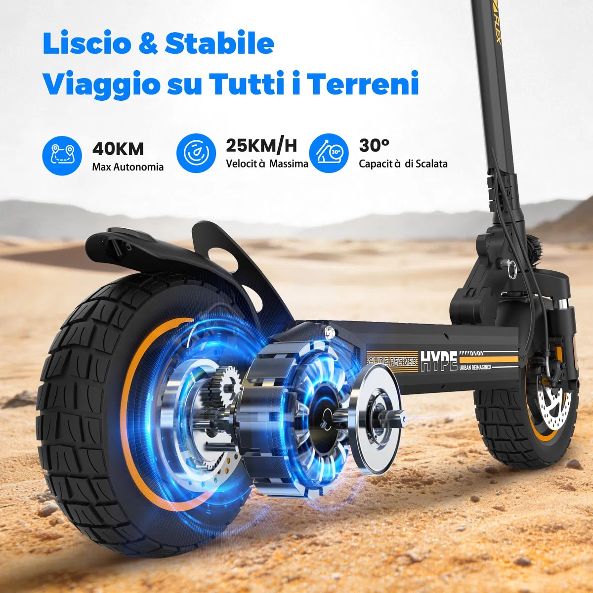 W9 500W Monopattino Elettrico Fuoristrada, 12AH Batteria, 6/10/15/25km/h, 40 Km Autonomia, 4 Sospensioni, 3 Sistemi Di Frenata, Antifurto, Controllo App,Pieghevole, Carico 120KG