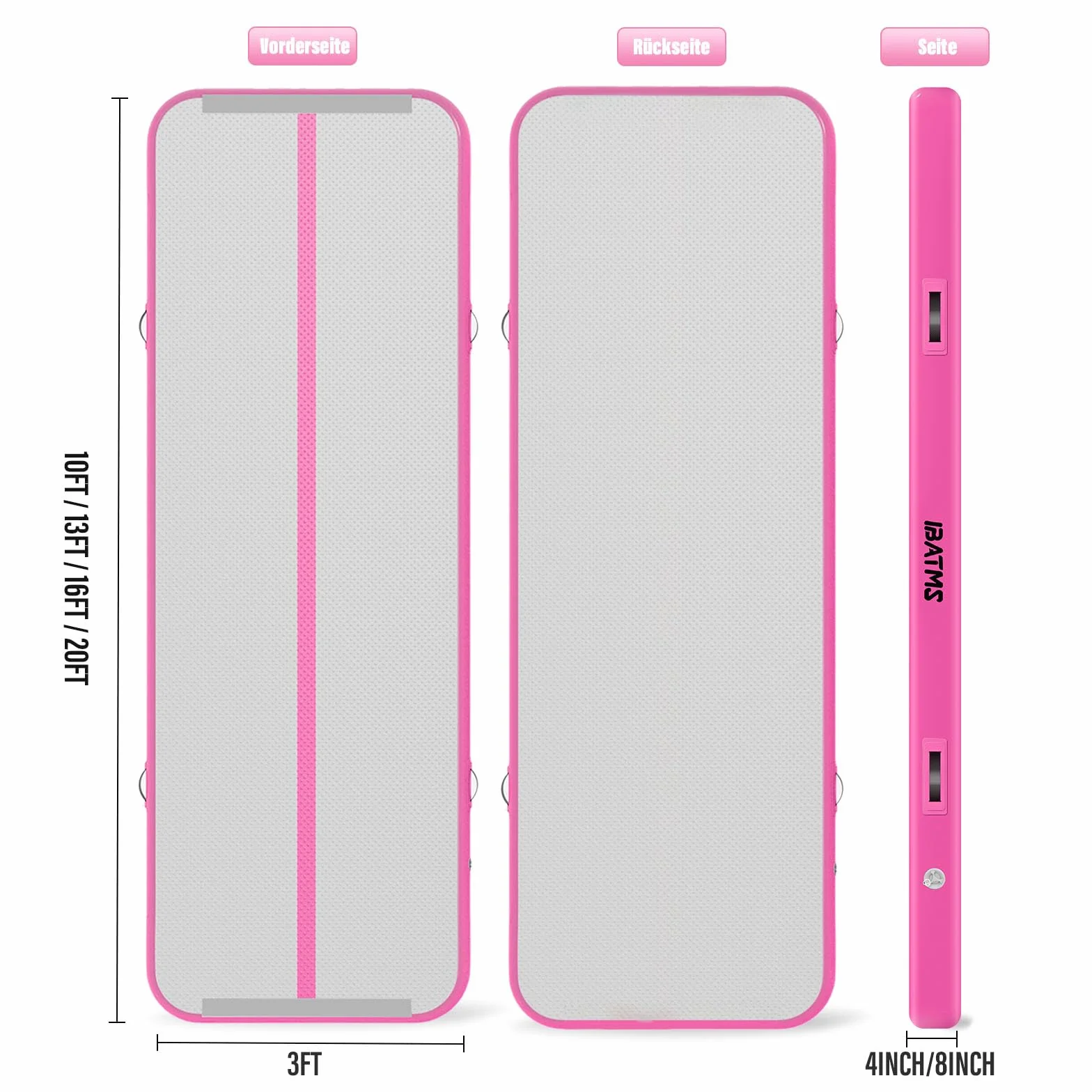 IBATMS Air Track Ginnastica Artistica 3/4/5/6 Metri, Tappeto Ginnastica Artistica da Casa con Pompa Elettrica, Tappetino Gonfiabile per Allenamento Yoga Cheerleading Fitness