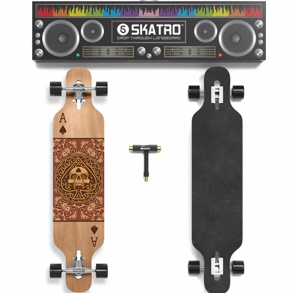 SKATRO Skateboard Longboard Freeride - Include Chiave Multifunzione T-Tool