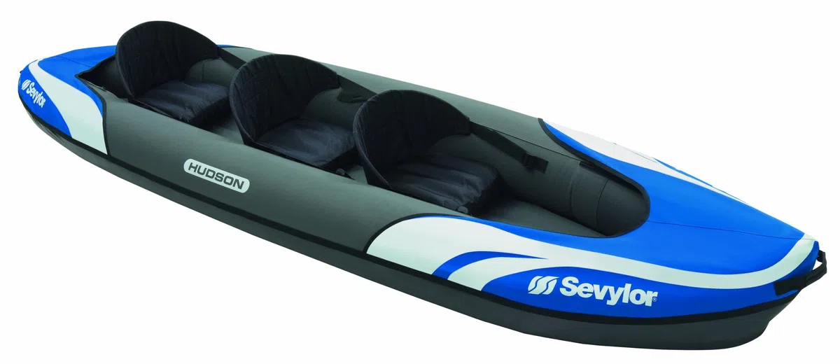 Sevylor Kayak Gonfiabile Hudson, Canoa Canadese 2+1 Persone, Kayak da Mare, 374 x 89 cm