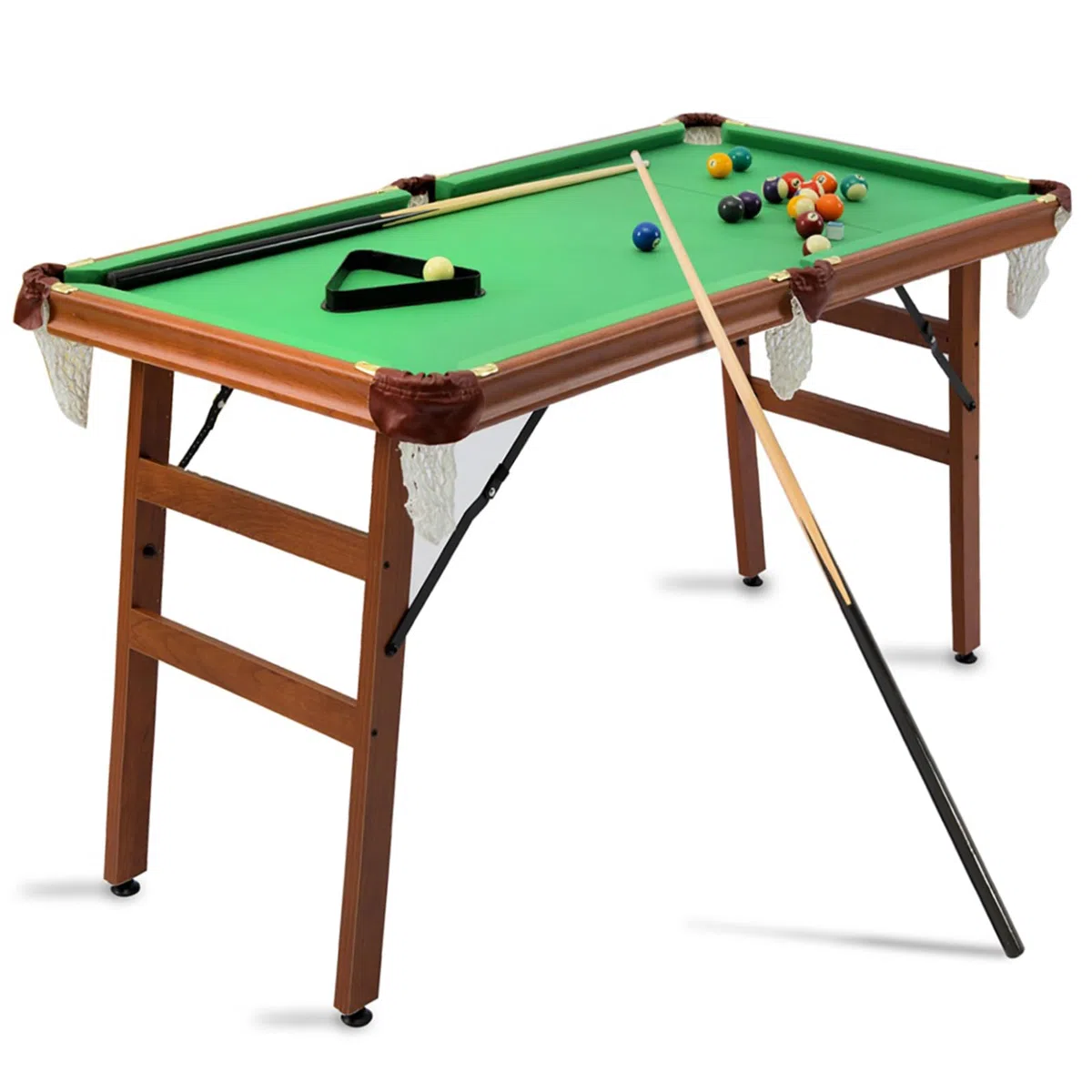 Tavolo da biliardo pieghevole, 4 m, verde, legno, 140 x 74 x 80 cm, per 2-4 giocatori