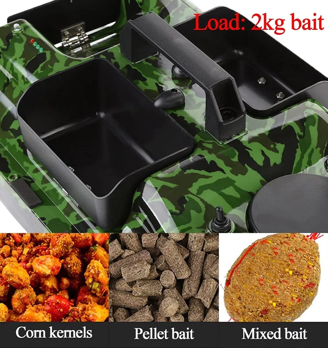 Barca Telecomandata Cercatore di Pesci da Pesca Portatile, Barchino Carpfishing con GPS, Doppio Motore e Eliche, Batterie da 5200 mAh, 16 Punti di Pesca, Ecoscandaglio 0.6-45 m