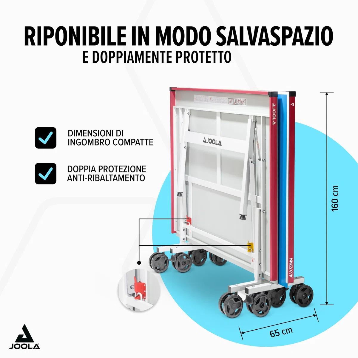 Joola 11650 Aluterna - Tavolo da ping pong professionale per esterni, resistente alle intemperie, 6 mm, superficie composita in alluminio e plastica, base pieghevole