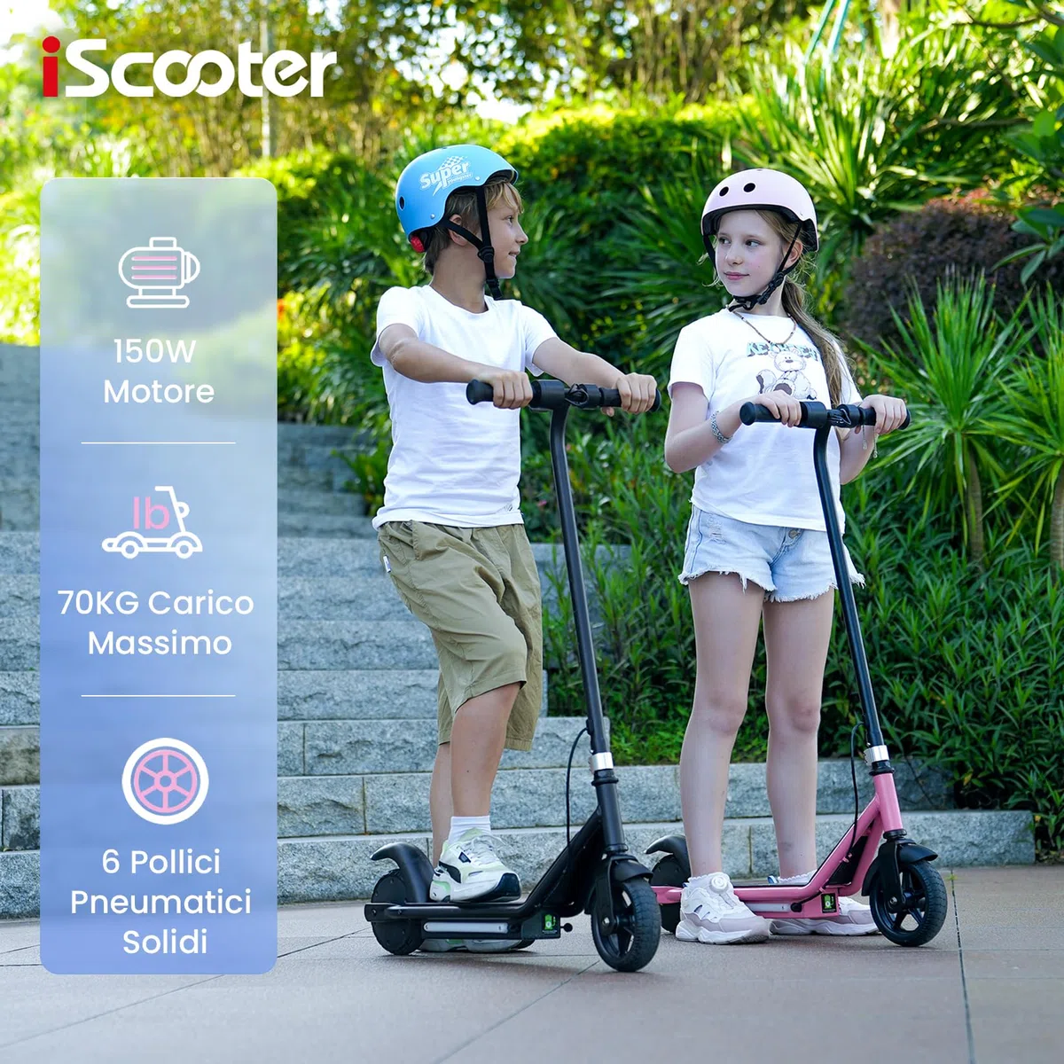 iScooter IK3/IK3MAX Monopattino Elettrico Bambini 6–15 Anni,9-13km Autonomia Ruote da 6", Freno Elettronico a Pollice, Freno a Pedale, Luci LED Colorate, Display LED, Velocità 5/10/16 km/h, Nero/Rosa
