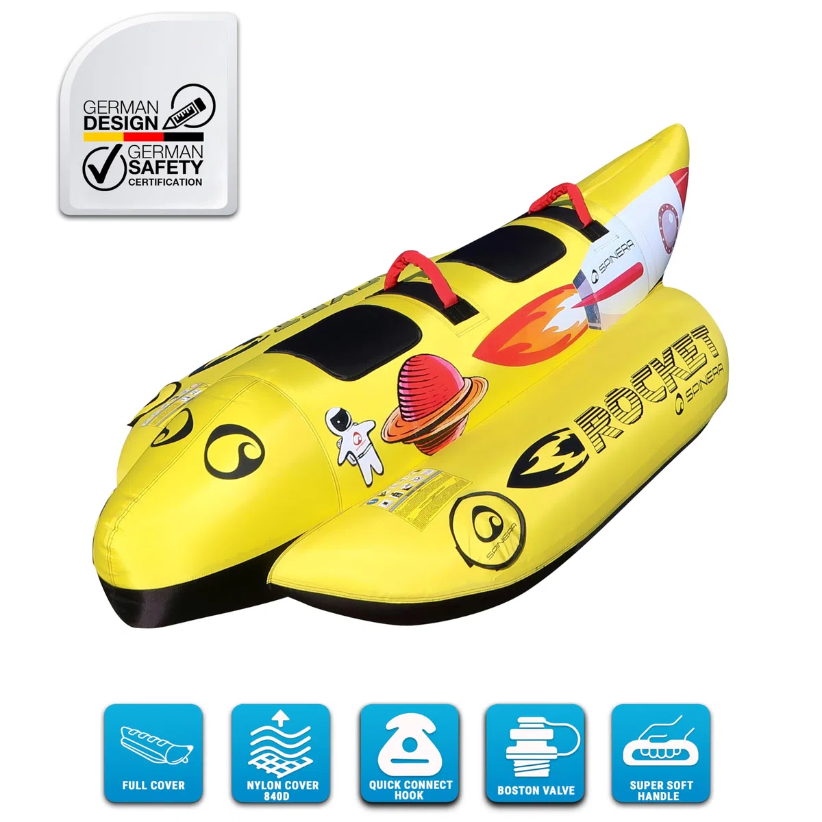 Spinera Rocket 2 - aufblasbare Banane, Tube, Wasserring, Wasserreifen, Towable für 2 Personen