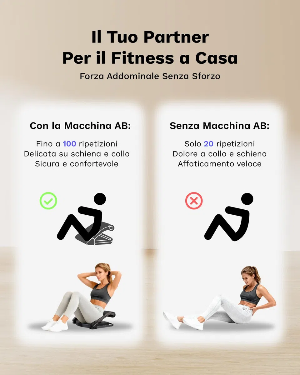 AIRHOP attrezzo addominali 8-in-1 pieghevole, 4 livelli di resistenza, capacità di peso 100 kg, attrezzi per addominali a casa, macchina per l'allenamento del corpo totale per la palestra domestica