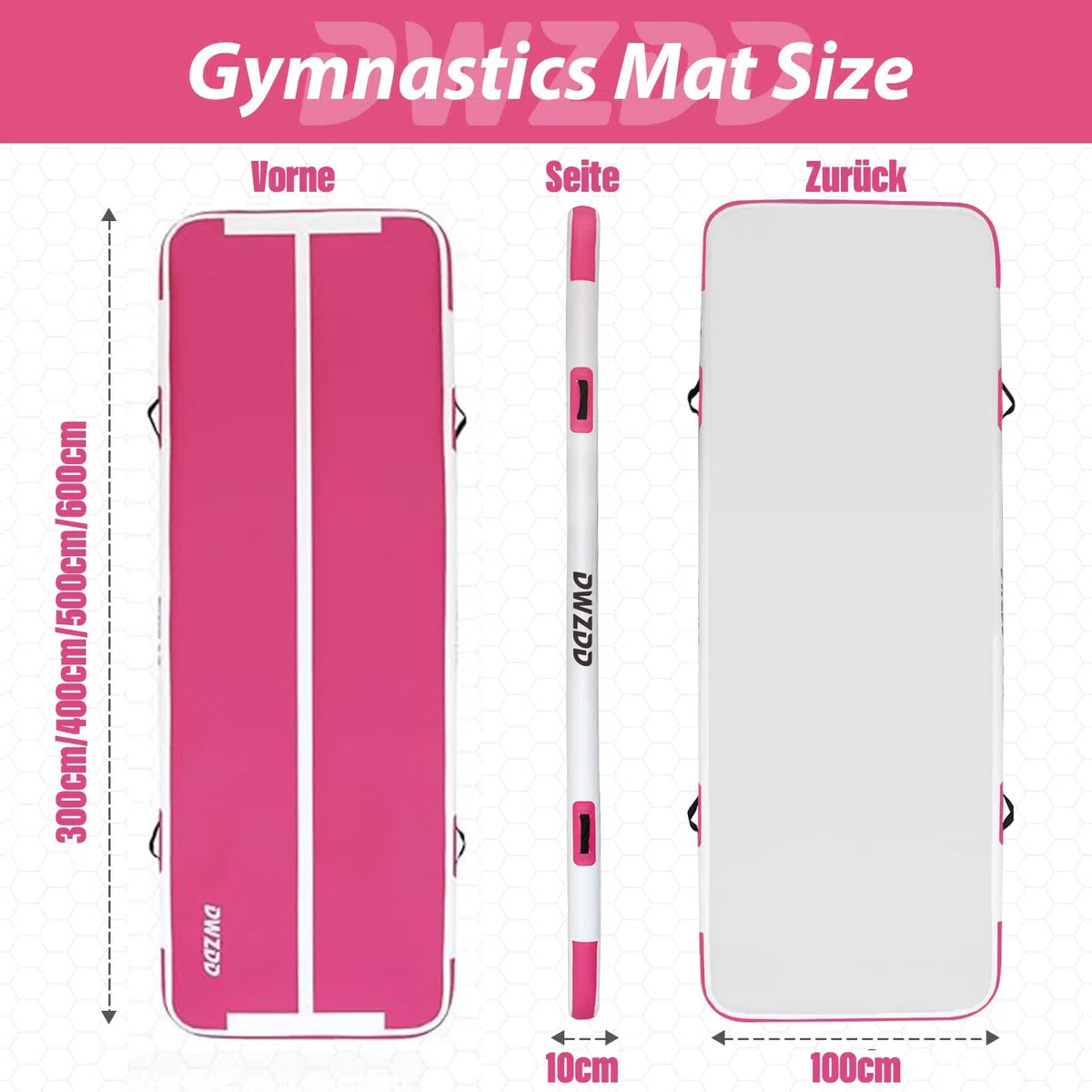 Dwzdd Ginnastica Air Matte Track, 3 m/4 m/5 m/6 m Tappetino di Ginnastica per Bambini, Tappetino di Ginnastica Gonfiabile Tumble Track per Casa/Palestra/Allenamento/Cheerleading/Wasse