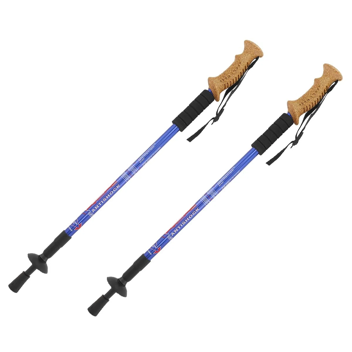MidGard Bastoncini da trekking telescopici antiurto in lega di alluminio con manico in sughero e smorzamento regolabili in lunghezza 65-135 cm