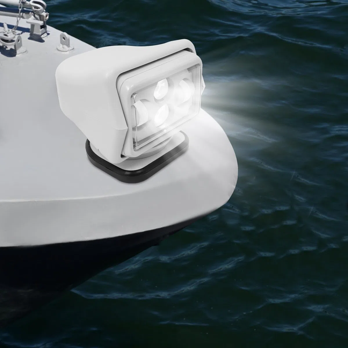 Faro di ricerca a LED per barca, portatile, 60 W, flusso luminoso: 8000 lm, girevole a 360°, illuminazione navale, IP67, per esterni, barca, camion, auto