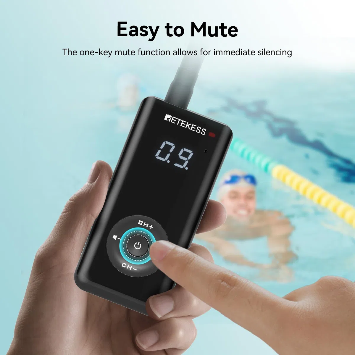 Retekess TT120 Comunicatore per Allenatori di Nuoto,Cuffie da Nuoto Impermeabili IP68,Conduzione Ossea,Unità Comunicazione Subacquea Wireless per Allenatori,Club di Nuoto(1 Trasmettitore 5 Ricevitori)