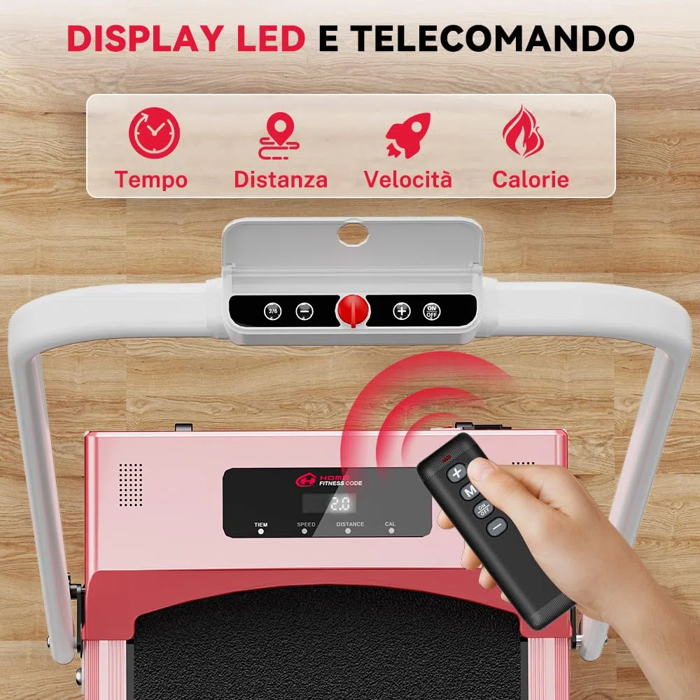 Tapis Roulant Elettrico Salvaspazio 7%, 3 IN 1 Walking Pad Pieghevole, 2.5CV Tapis Roulant Con Inclinazione, Display LED, Carico massimo di 130 kg