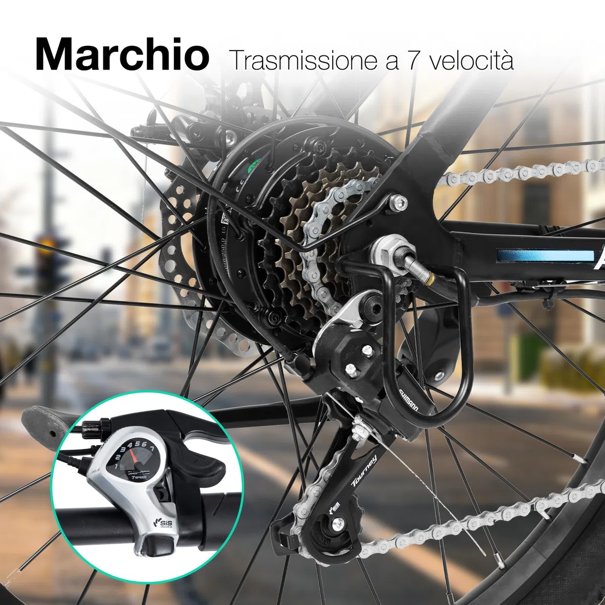 Bodywel A26 E-Bike Uomo 26 Pollici, Bicicletta Elettrica con Batteria Rimovibile 36V 13Ah, Autonomia 50-70km, Motore 250W, 7 Velocità, Freni a Disco Meccanici, E-Bike da Città
