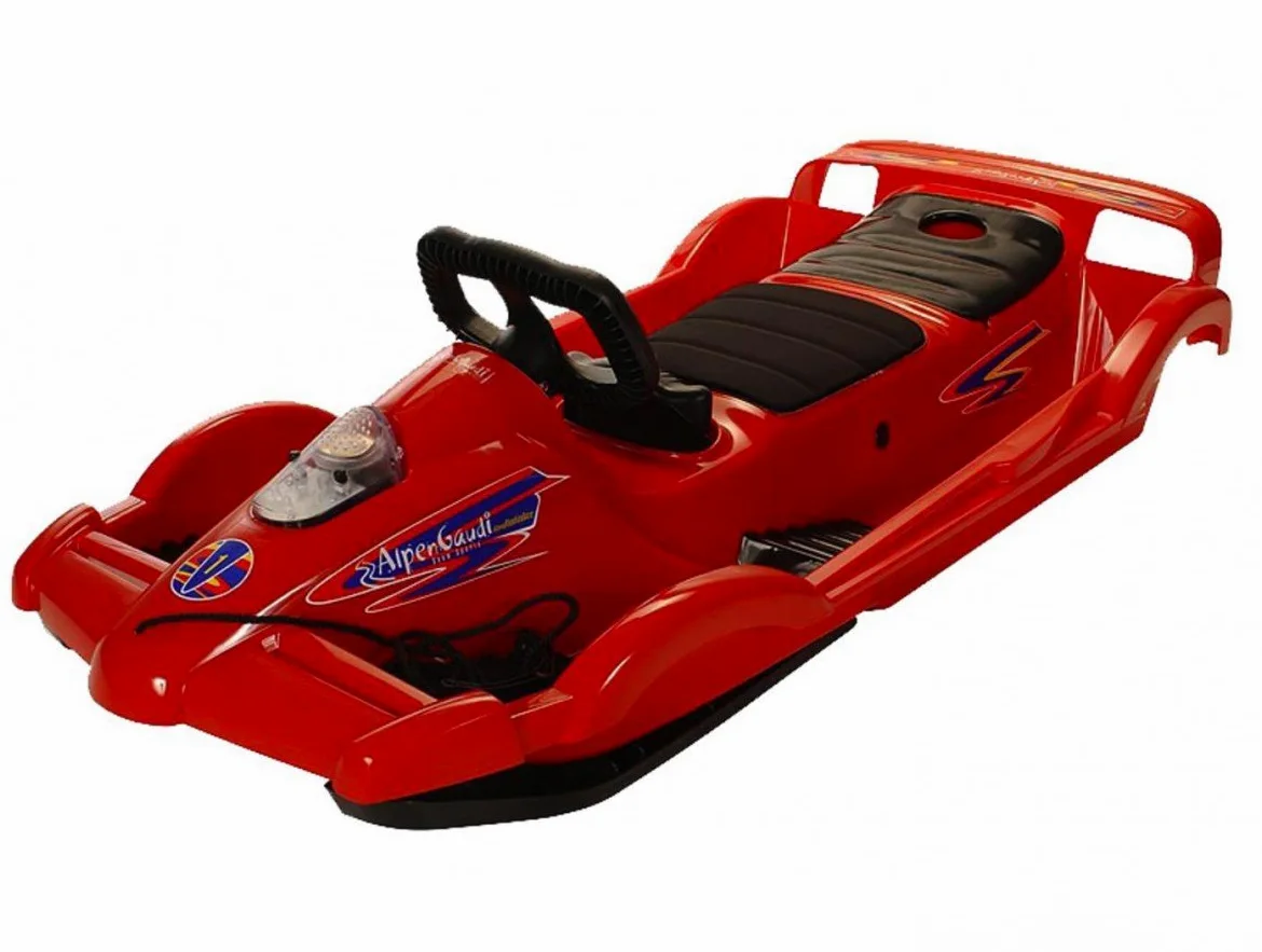 ALPENGAUDI Bob Alpen Double Race, Slitte da Neve Unisex Bambino, Rosso, Taglia Unica