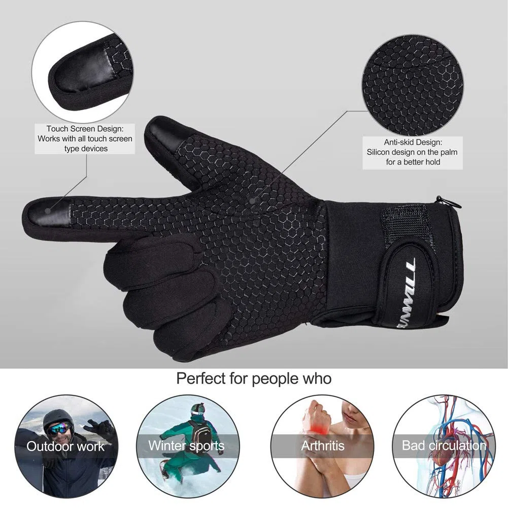 Guanti Elettrici Riscaldati Foderato con Batteria Ricaricabile Touchscreen Uomo e Donna Sottili Guanti Termici Invernali Scaldamani per Ciclismo Sci Caccia Pesca Morbo di Raynaud Artrite