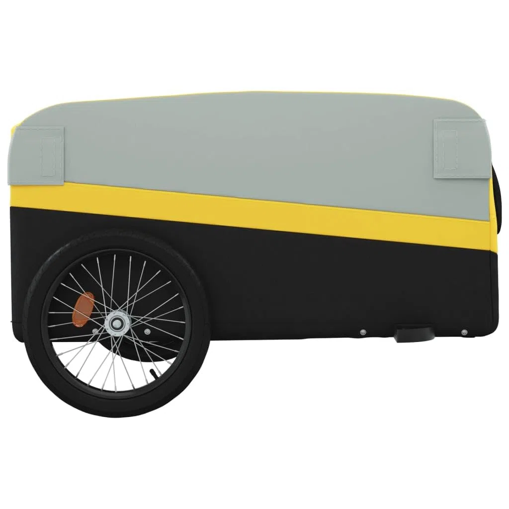 Rimorchio da Bici Nero e Giallo 45 kg in Ferro,Rimorchio Carrello per Bici,Carrellino Rimorchio,Carrello per Bici-94050