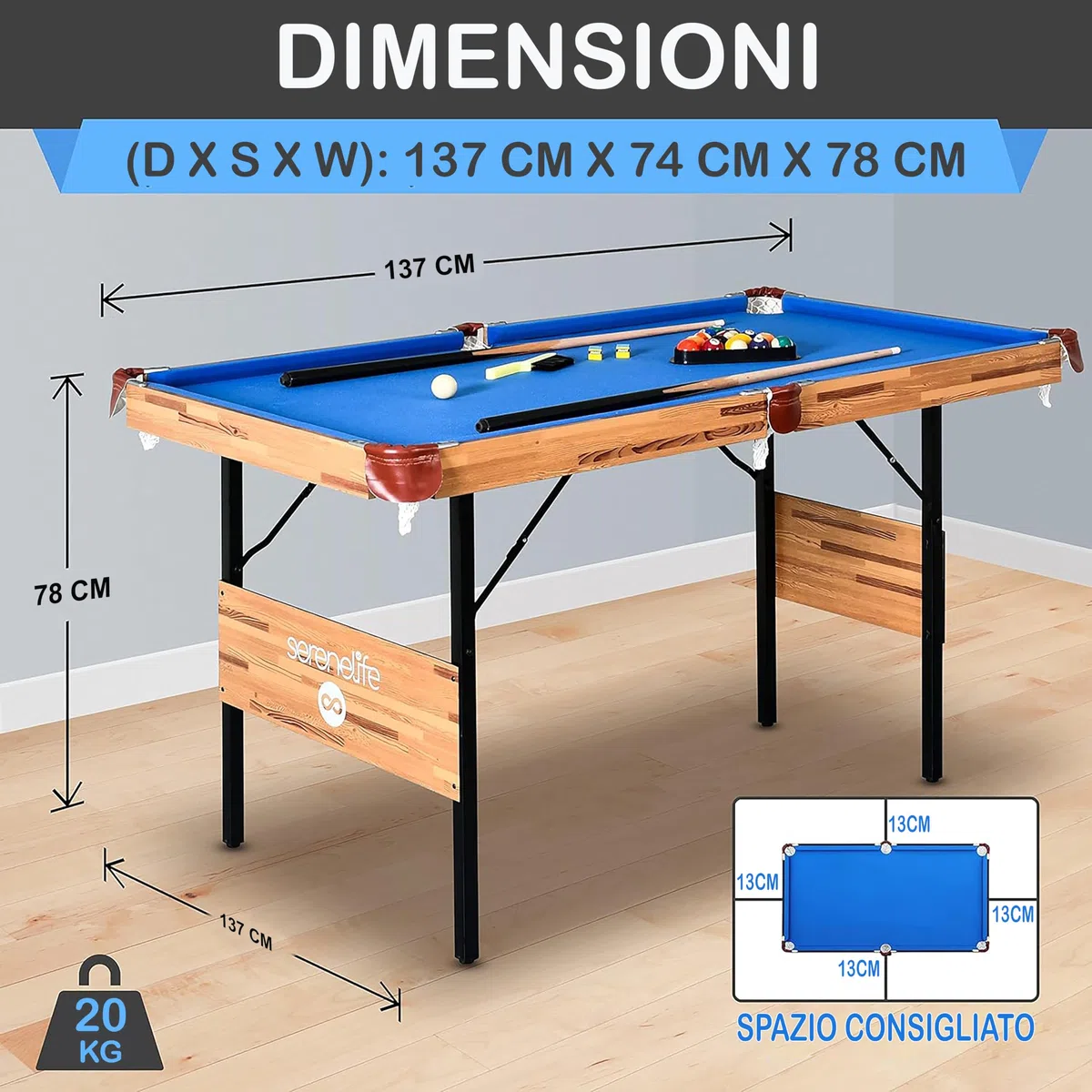 SereneLife Tavola da Calcio Balilla a Grandezza Naturale, Calcio con Palla Set per la Casa, Calcio Balilla Professionale, Design Moderno e Robusto.