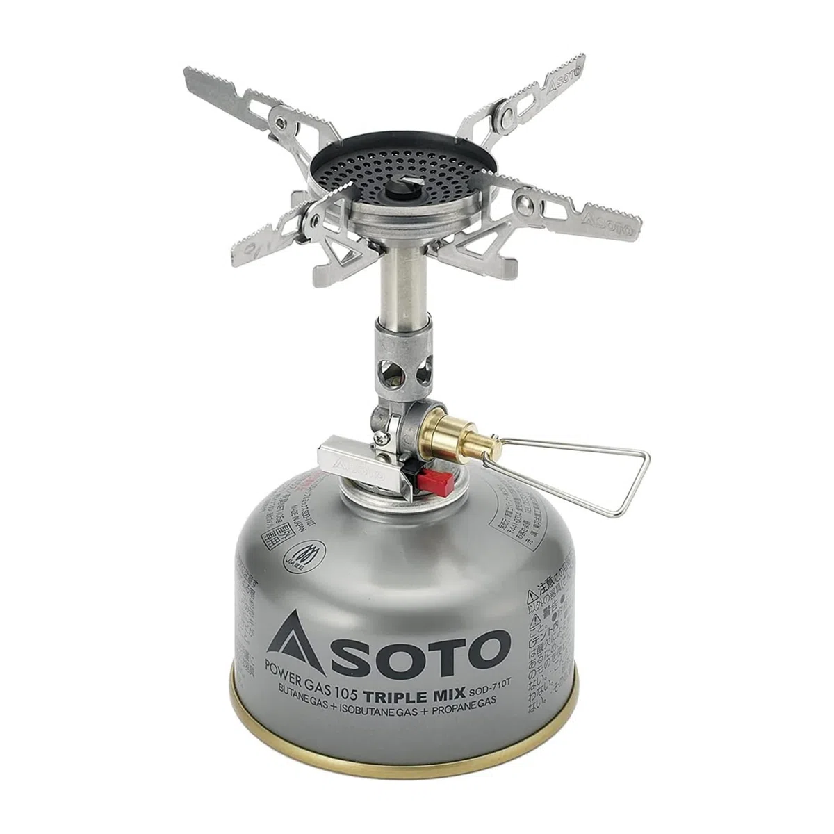 SOTO WindMaster Fornello a Gas Campeggio – Fornello Outdoor Ultraleggero (87 g) con Accensione Piezo Stealth Igniter, Testa Bruciatore Concava Antivento, Micro Regulator per Cartuccia a Vite
