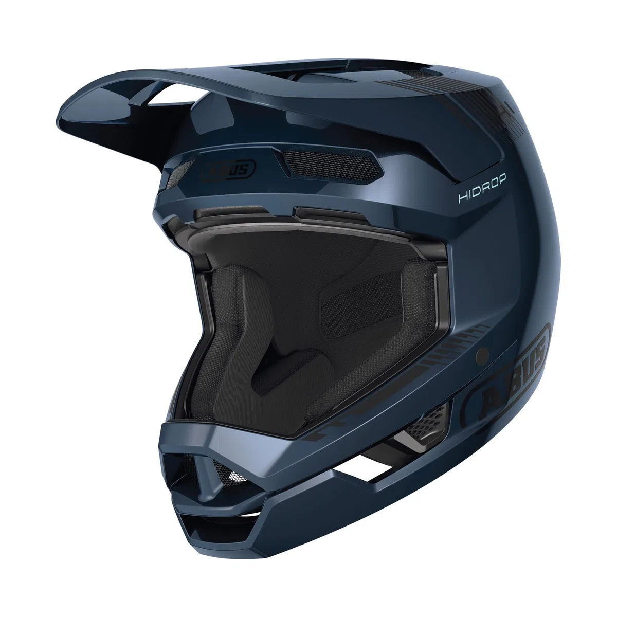ABUS Downhill Helmet HiDrop - Casco integrale certificato AS con calotta esterna in ABS per MTB: downhill, enduro e bike park adulti ragazzi blu, taglia S