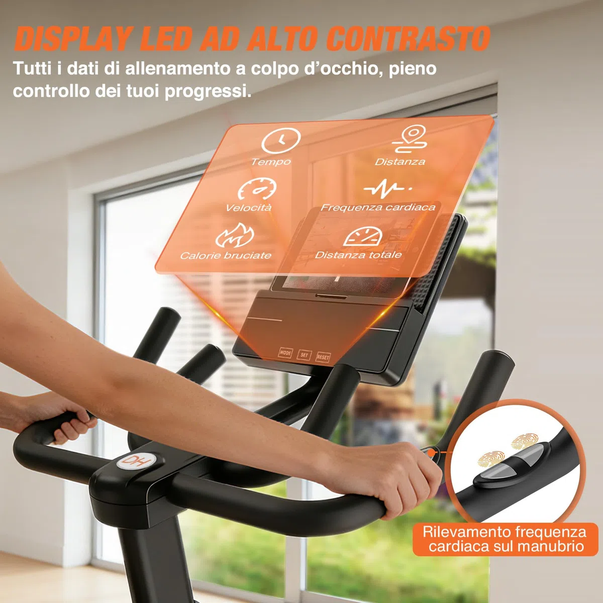 DH FitLife 2026 Cyclette da Casa Magnetica | Indoor Bike Silenziosa con Sensore Cardio & APP | Spin Bike con Manubrio Regolabile & Monitor LCD