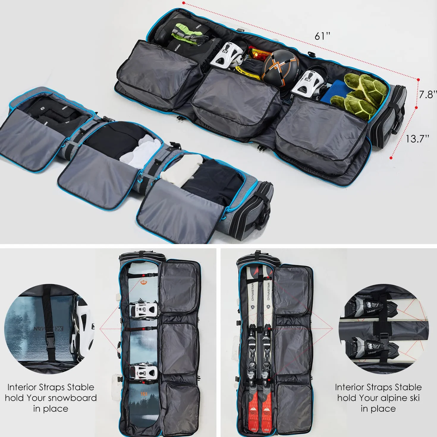 XCMAN Borsa per snowboard, snowboard Custodia per tavola Custodia Estensibile 160cm-190cm