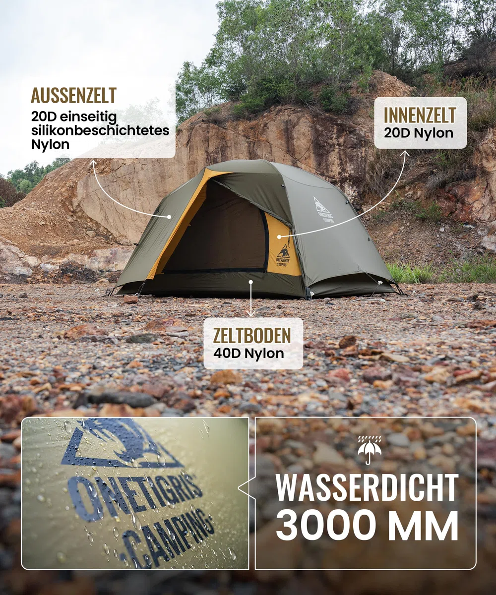 OneTigris Stella - Tenda da campeggio, autoportante, leggera, 3000 mm, impermeabile, 4 stagioni, per escursioni, alpinismo