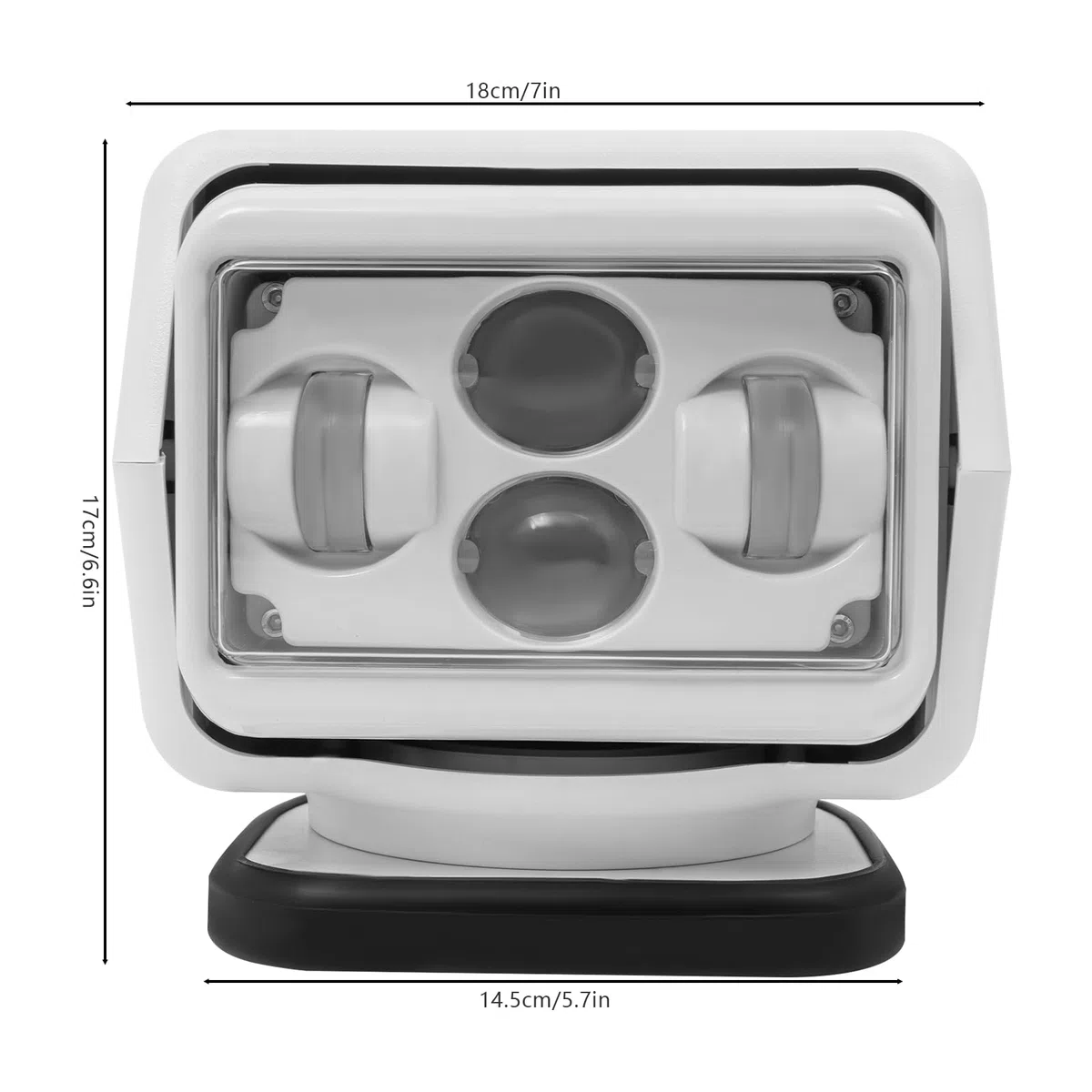 Faro di ricerca a LED per barca, portatile, 60 W, flusso luminoso: 8000 lm, girevole a 360°, illuminazione navale, IP67, per esterni, barca, camion, auto