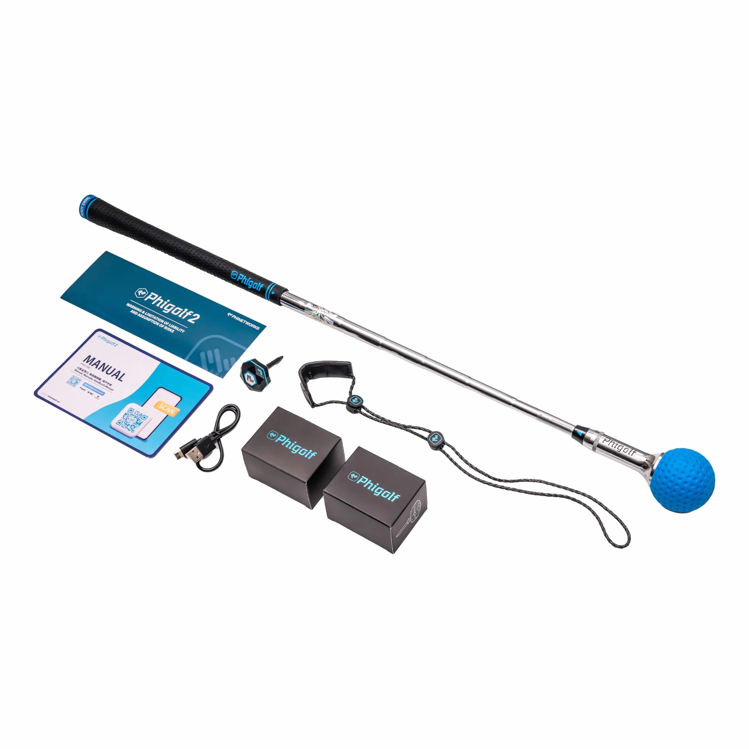 PHIGOLF Phigolf2 - Simulatore da Golf con Bastone per Altalena per Interni ed Esterni, con sensore di Movimento aggiornato e analisi Dell'Oscillazione 3D, Compatibile con App WGT/E6 Connect, Funziona