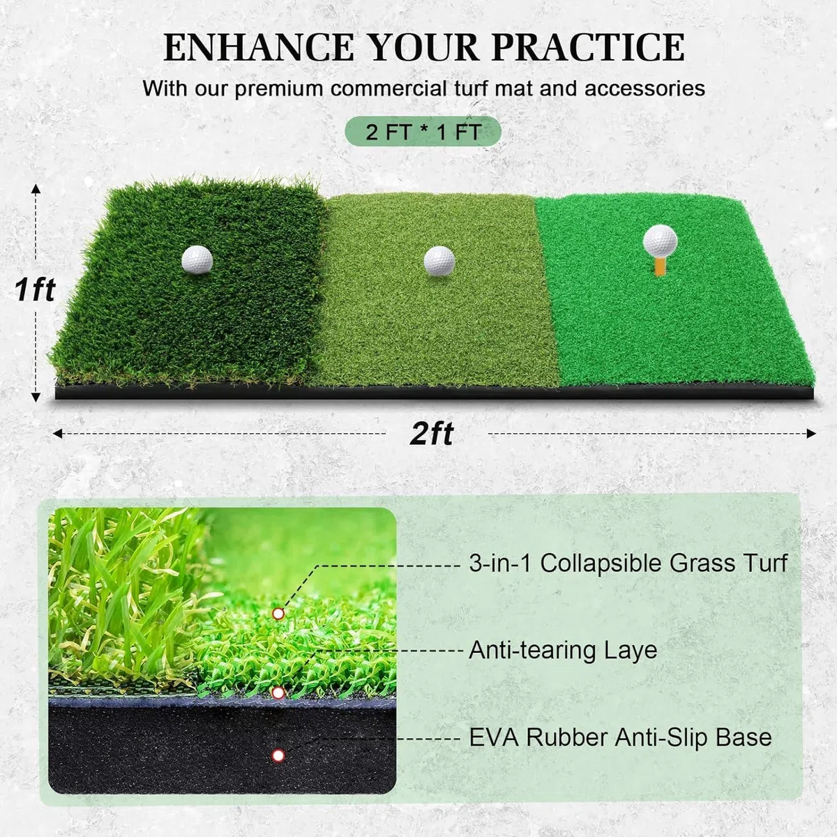 Rete da golf, 3 x 2,1 x 1,8 m, con tappetino per il cortile, per interni ed esterni, chipping Driving, e reti di guida per interni ed esterni, uso in garage, allenamento di oscillazione del golf