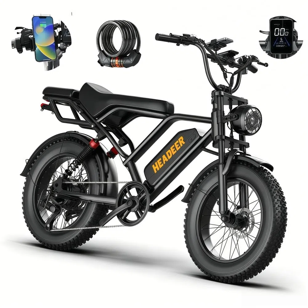 BK20 Bicicletta elettrica per adulti, 48V 20Ah, batteria rimovibile, autonomia 60-100 km, bicicletta elettrica 20 pollici, per tutti i terreni, doppia sospensione, 7 marce, doppio freno a disco