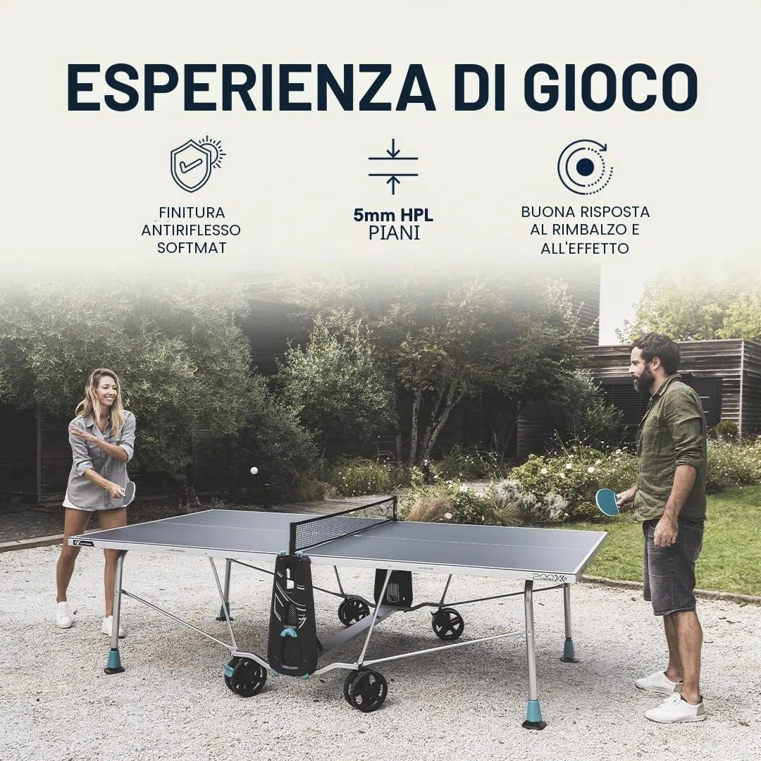 CORNILLEAU - Tavolo da ping pong da esterno 200 x esterno - Laminato 5 mm - FFTT - Compact Technology - SOFTMAT - Blu