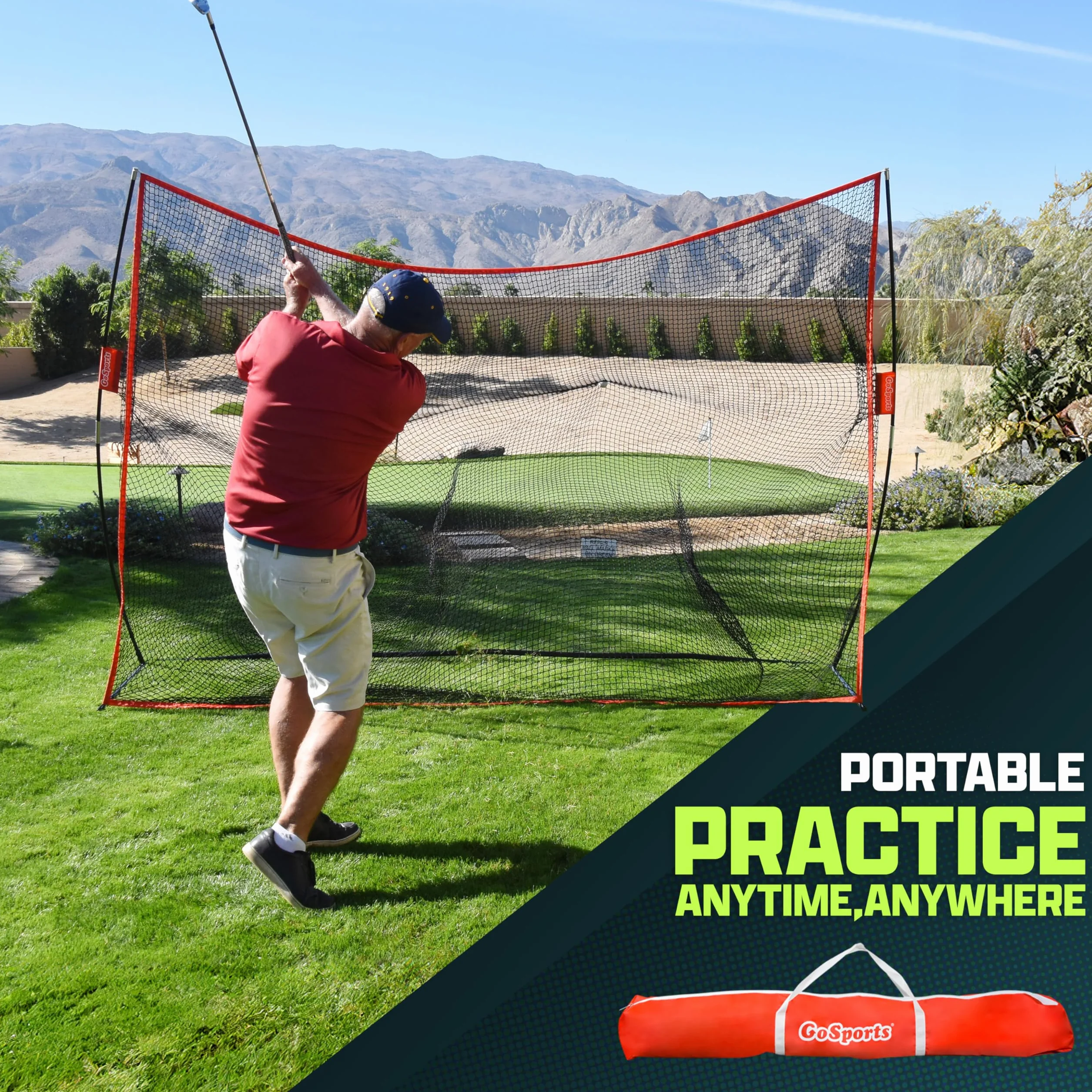 GoSports Golf Practice Hitting Net - Choose Between Huge 10' x 7' or 7' x 7' Nets -Personal Driving Range for Indoor or Outdoor Use - Designed by Golfers for Golfers