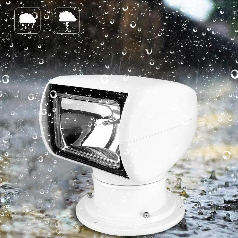 Crisis Faro di Ricerca Marino Con Telecomando 12V 100W - Impermeabile a Lungo Raggio, Girevole a 360 Gradi per Esterno, Barca, Camion, Auto, Yacht, Guardia Costiera